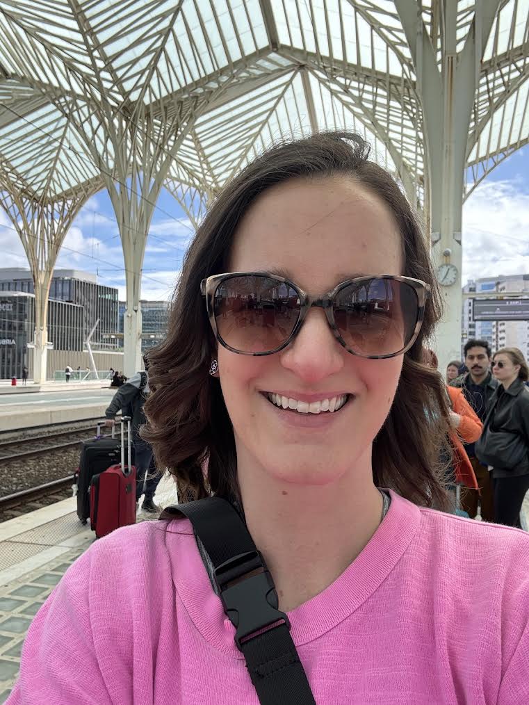 Travel Advisor on Train Platform in Lisbon Portugal