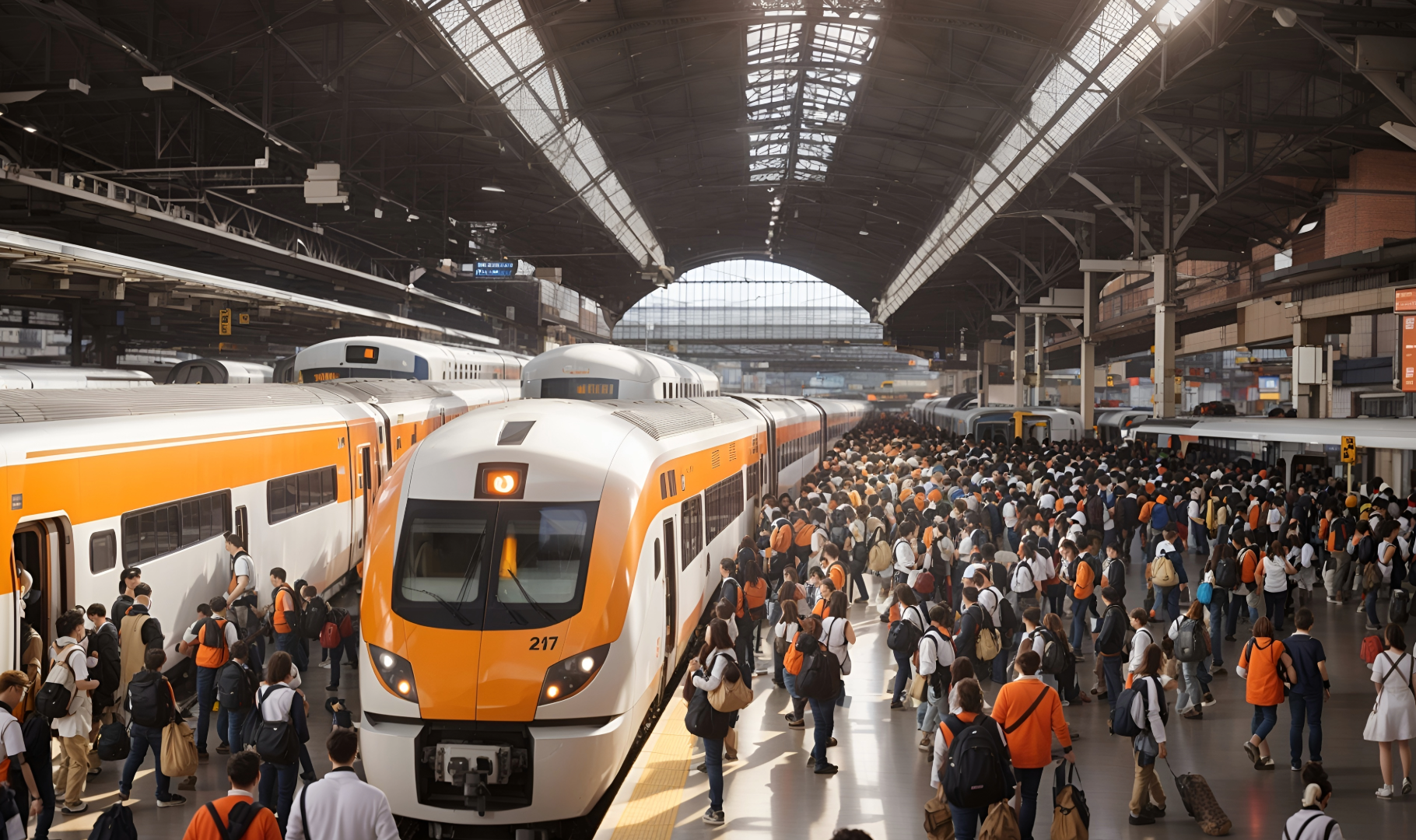 Crowded train platform